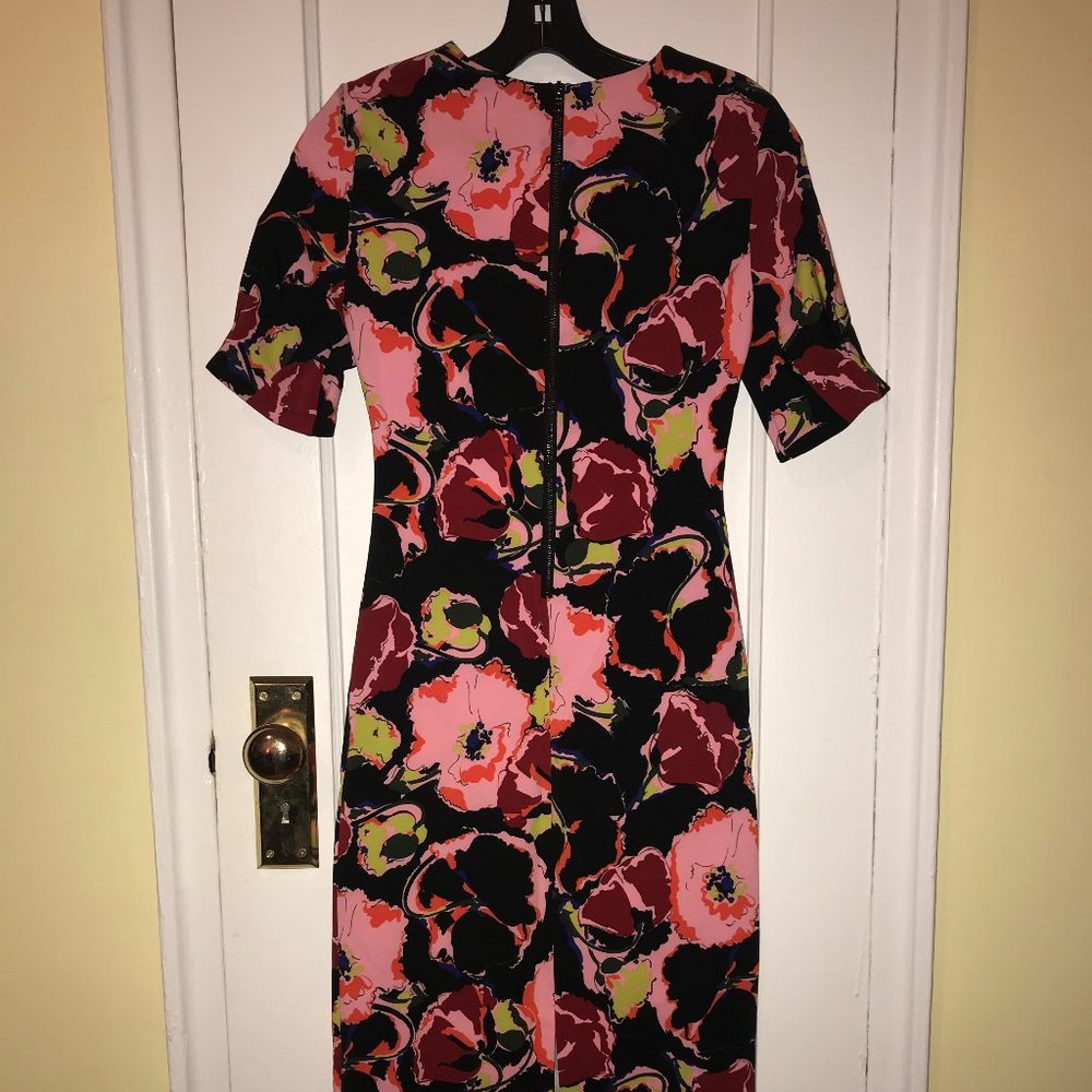 ZARA Bright Floral Tea Length Dress - Picture 2 of 3